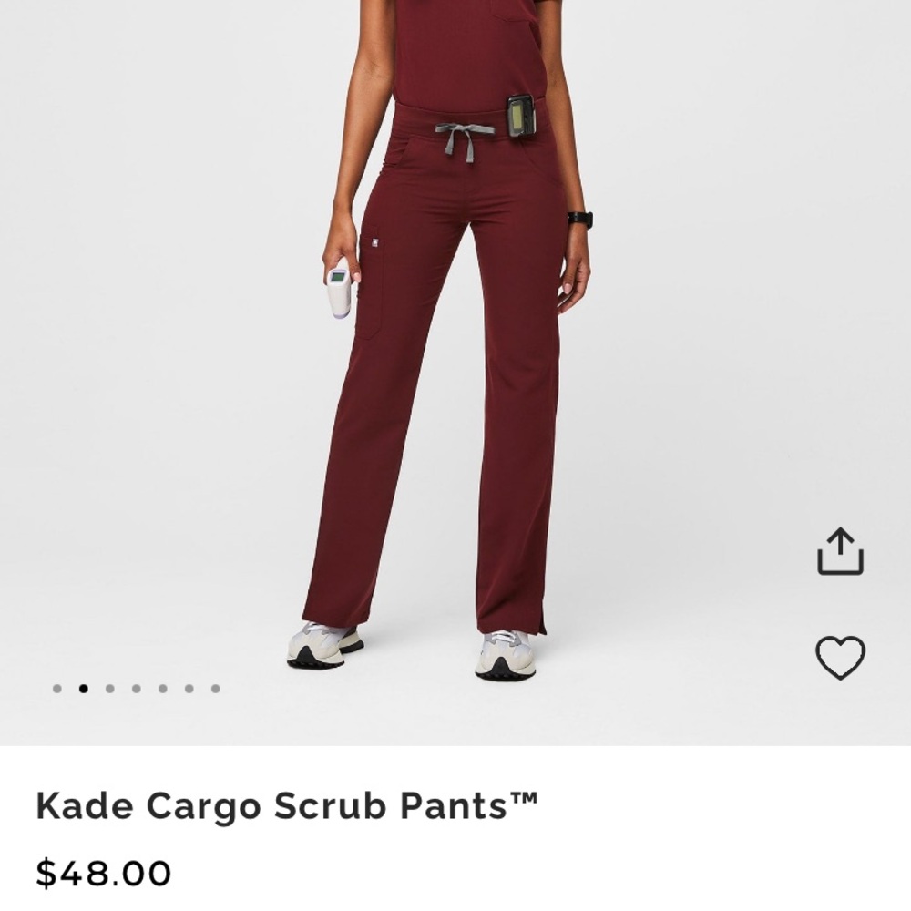 Figs Burgundy Kate Cargo Scrub Pants